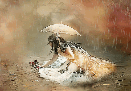 mujer en le lluvia