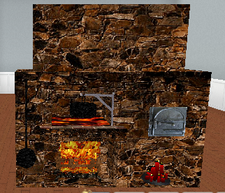 stone kitchen fireplace